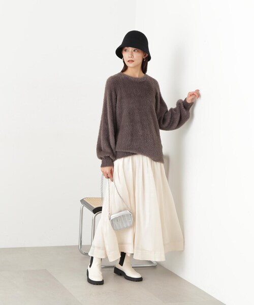 N.（N. Natural Beauty Basic）（エヌエヌナチュラルビューティーベーシック）の「◆シアーグリッターフレアスカート（スカート・レディース・イエロー/ブラック/クリーム・MEDIUM）」の13枚目の写真