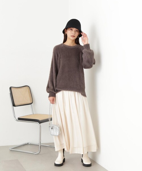 N.（N. Natural Beauty Basic）（エヌエヌナチュラルビューティーベーシック）の「◆シアーグリッターフレアスカート（スカート・レディース・イエロー/ブラック/クリーム・MEDIUM）」の14枚目の写真