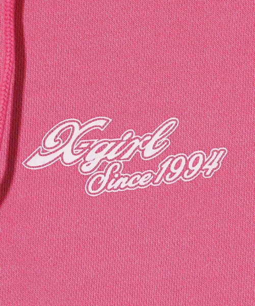 X-girl（エックスガール）の「FACE & CURSIVE LOGO ZIP UP SWEAT