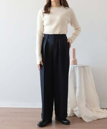 【150㎝前後の小柄さんサイズ】ウールライクダブルタックパンツ