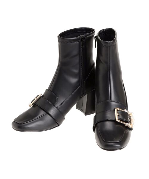 MERCURYDUO（マーキュリーデュオ）の「ショートローファーブーツ（ブーツ・レディース・ブラック/アイボリー・36/38）」の14枚目の写真