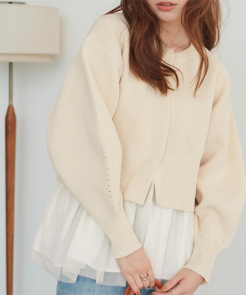 titivate（ティティベイト）の「ペプラムレイヤードニットカーディガン