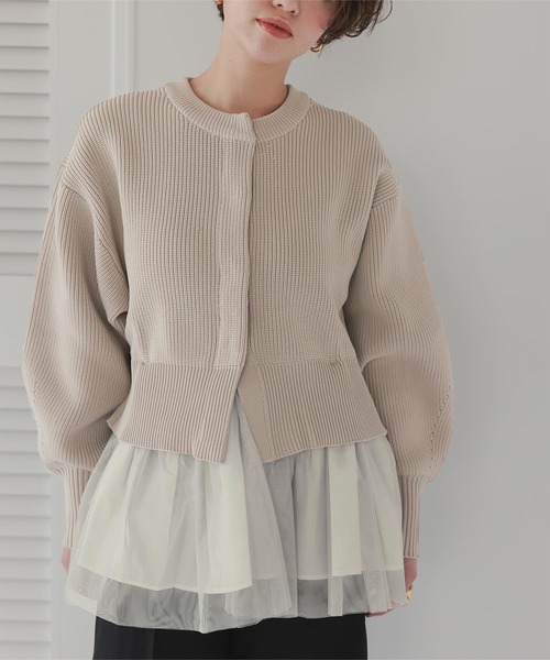 セール】ペプラムレイヤードニットカーディガン（カーディガン/ボレロ  