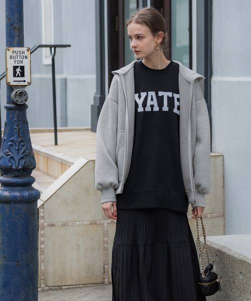 coca（coca）（コカ）の「ハリ感ダンボールニットオーバーサイズパーカー（パーカー・レディース・ブラック/グレー・M/L）」の6枚目の写真