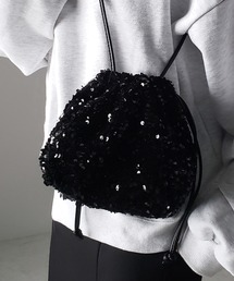 【 ショルダーにもできる2WAY 】スパンコール巾着ミニショルダーハンドバッグ