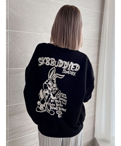 GYDA（ジェイダ）の「SK8 BUDDEYDスウェットトップス（スウェット・レディース・ピンク/オフホワイト/ブラック/ベージュ・FREE）」の2枚目の写真