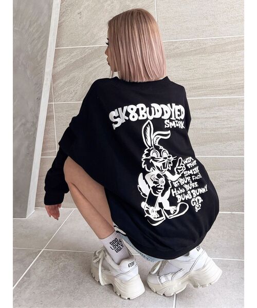 GYDA（ジェイダ）の「SK8 BUDDEYDスウェットトップス（スウェット・レディース・ピンク/オフホワイト/ブラック/ベージュ・FREE）」の5枚目の写真