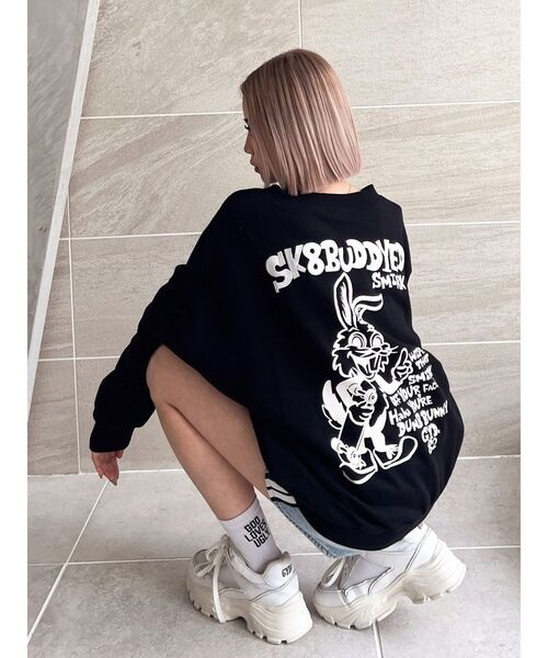 GYDA（ジェイダ）の「SK8 BUDDEYDスウェットトップス（スウェット・レディース・ピンク/オフホワイト/ブラック/ベージュ・FREE）」の7枚目の写真