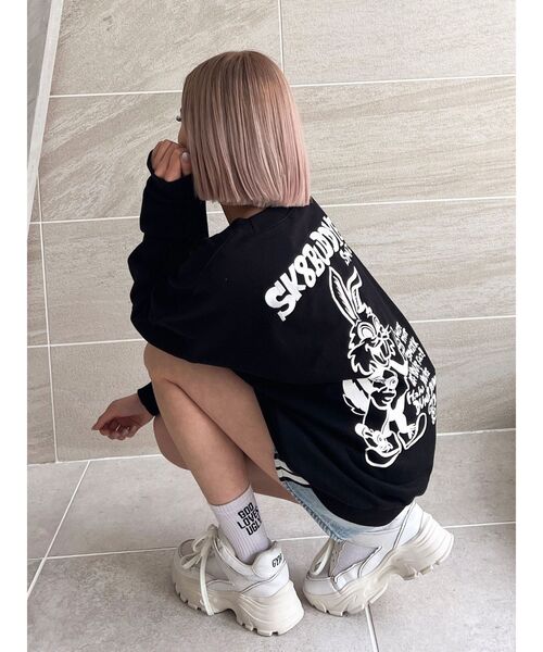 GYDA（ジェイダ）の「SK8 BUDDEYDスウェットトップス（スウェット・レディース・ピンク/オフホワイト/ブラック/ベージュ・FREE）」の8枚目の写真