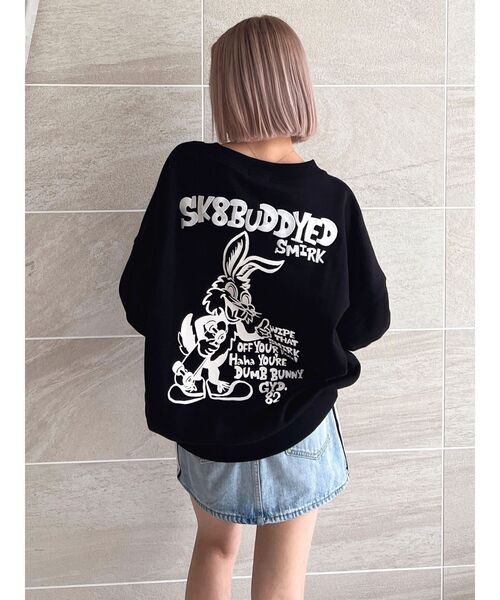 GYDA（ジェイダ）の「SK8 BUDDEYDスウェットトップス（スウェット・レディース・ピンク/オフホワイト/ブラック/ベージュ・FREE）」の9枚目の写真