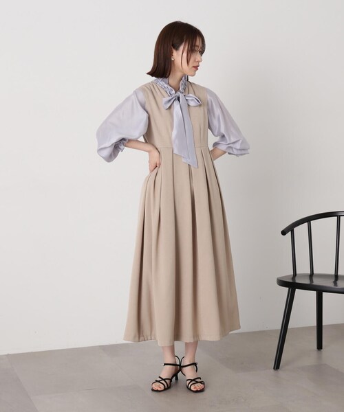 N.(N. Natural Beauty Basic)(エヌエヌナチュラルビューティーベーシック)の「◆シルキーローンリボンタイブラウス(シャツ/ブラウス・レディース・ホワイト/ネイビー/グレー・MEDIUM)」の12枚目の写真