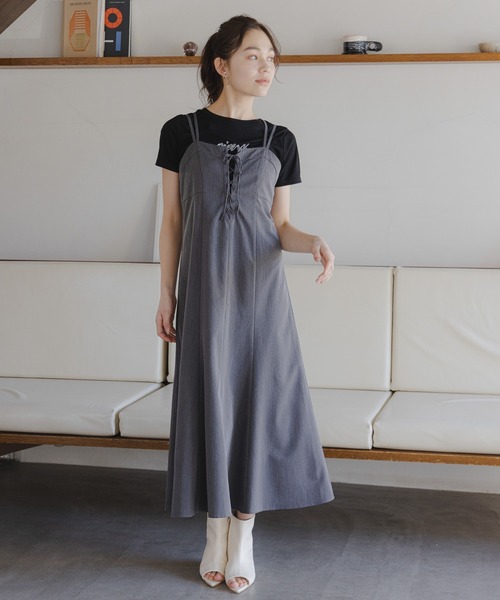 mysty woman（ミスティウーマン）の「［追加1］アソートキャミワンピース　108322（ワンピース・レディース・チャコールグレー/モカ/ホワイト系その他・FREE）」の5枚目の写真