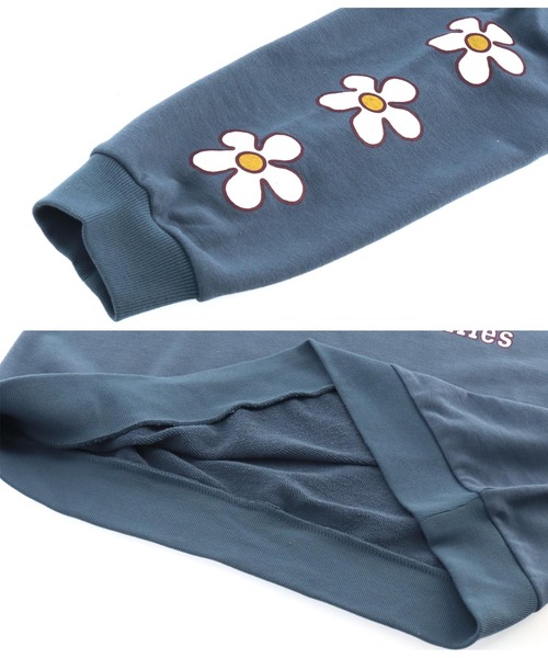 anap mimpi（アナップミンピ）の「アーム フラワー メッセージ 裏毛 スウェット 長袖 トップス（スウェット・レディース・ネイビー/オレンジ/グリーン・FREE）」の8枚目の写真