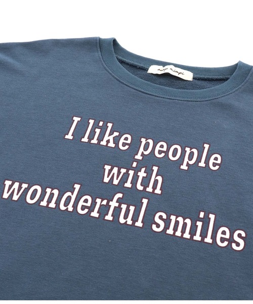 anap mimpi（アナップミンピ）の「アーム フラワー メッセージ 裏毛 スウェット 長袖 トップス（スウェット・レディース・ネイビー/オレンジ/グリーン・FREE）」の9枚目の写真