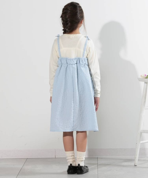 SHOO・LA・RUE（シューラルー）の「◆【110-140cm】エンボス使いドッキングキャミワンピース（ワンピース・キッズ・ブラック/サックスブルー・11/12/13/14）」の7枚目の写真