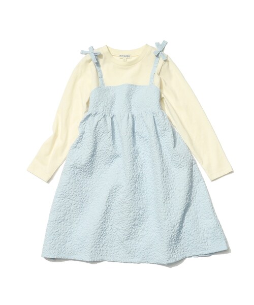 SHOO・LA・RUE（シューラルー）の「◆【110-140cm】エンボス使いドッキングキャミワンピース（ワンピース・キッズ・ブラック/サックスブルー・11/12/13/14）」の6枚目の写真