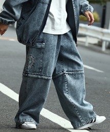【STARTER /スターター】 ケミカルオーバーダイ加工ワイドデニムパンツ