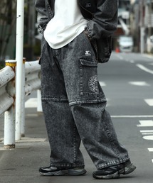 【STARTER /スターター】 ケミカルオーバーダイ加工ワイドデニムパンツ