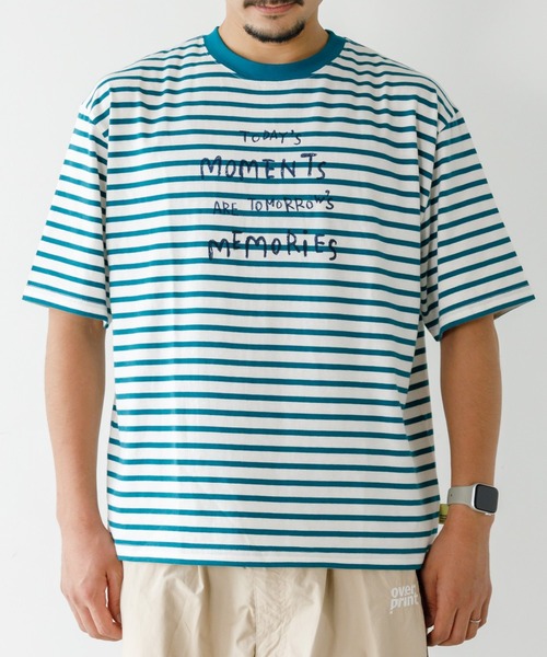 MAKE YOUR DAY（メイクユアデイ）の「ベーシックボーダーファミリー半袖Tシャツ■パパサイズ（Tシャツ/カットソー・メンズ・グリーン/イエロー/グレー・L/M）」の2枚目の写真
