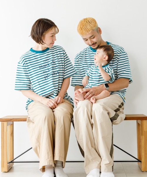 MAKE YOUR DAY（メイクユアデイ）の「ベーシックボーダーファミリー半袖Tシャツ■パパサイズ（Tシャツ/カットソー・メンズ・グリーン/イエロー/グレー・L/M）」の15枚目の写真