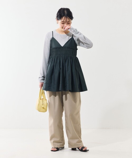 FREAK'S STORE（フリークスストア）の「限定展開　インド シャーリング フリル キャミソール（セットアップ対応）（キャミソール・レディース・レッド/グリーン/ネイビー/ブラック/オフホワイト・ﾌﾘ-）」の21枚目の写真