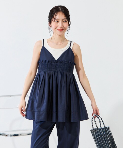 FREAK'S STORE（フリークスストア）の「限定展開　インド シャーリング フリル キャミソール（セットアップ対応）（キャミソール・レディース・レッド/グリーン/ネイビー/ブラック/オフホワイト・ﾌﾘ-）」の20枚目の写真