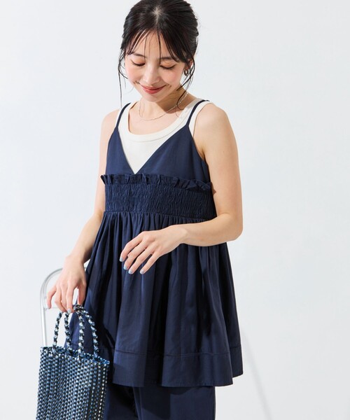 FREAK'S STORE（フリークスストア）の「限定展開　インド シャーリング フリル キャミソール（セットアップ対応）（キャミソール・レディース・レッド/グリーン/ネイビー/ブラック/オフホワイト・ﾌﾘ-）」の19枚目の写真