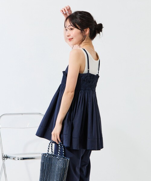 FREAK'S STORE（フリークスストア）の「限定展開　インド シャーリング フリル キャミソール（セットアップ対応）（キャミソール・レディース・レッド/グリーン/ネイビー/ブラック/オフホワイト・ﾌﾘ-）」の18枚目の写真