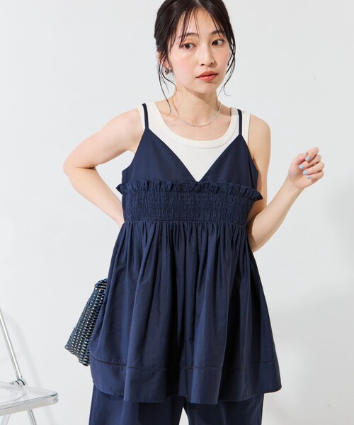 FREAK'S STORE（フリークスストア）の「限定展開　インド シャーリング フリル キャミソール（セットアップ対応）（キャミソール・レディース・レッド/グリーン/ネイビー/ブラック/オフホワイト・ﾌﾘ-）」の17枚目の写真