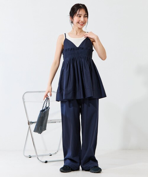 FREAK'S STORE（フリークスストア）の「限定展開　インド シャーリング フリル キャミソール（セットアップ対応）（キャミソール・レディース・レッド/グリーン/ネイビー/ブラック/オフホワイト・ﾌﾘ-）」の16枚目の写真