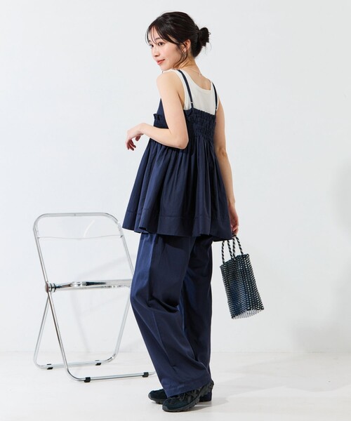 FREAK'S STORE（フリークスストア）の「限定展開　インド シャーリング フリル キャミソール（セットアップ対応）（キャミソール・レディース・レッド/グリーン/ネイビー/ブラック/オフホワイト・ﾌﾘ-）」の15枚目の写真