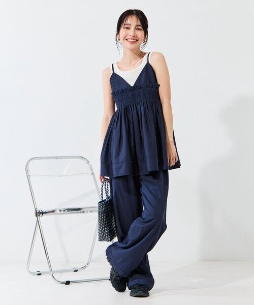 FREAK'S STORE（フリークスストア）の「限定展開　インド シャーリング フリル キャミソール（セットアップ対応）（キャミソール・レディース・レッド/グリーン/ネイビー/ブラック/オフホワイト・ﾌﾘ-）」の12枚目の写真