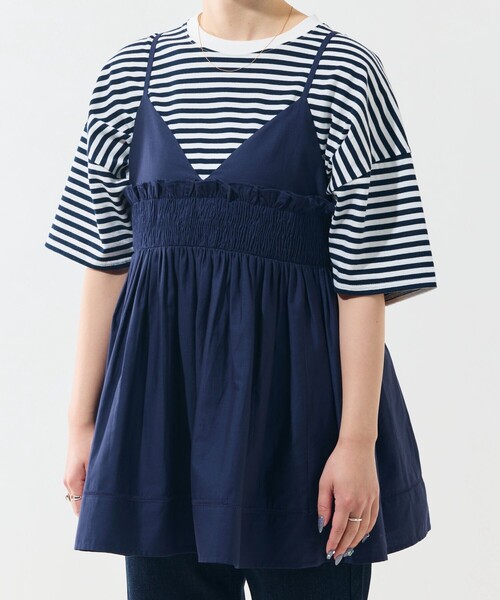 FREAK'S STORE（フリークスストア）の「限定展開　インド シャーリング フリル キャミソール（セットアップ対応）（キャミソール・レディース・レッド/グリーン/ネイビー/ブラック/オフホワイト・ﾌﾘ-）」の8枚目の写真