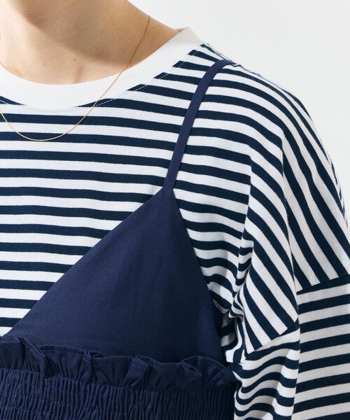 FREAK'S STORE（フリークスストア）の「限定展開　インド シャーリング フリル キャミソール（セットアップ対応）（キャミソール・レディース・レッド/グリーン/ネイビー/ブラック/オフホワイト・ﾌﾘ-）」の6枚目の写真