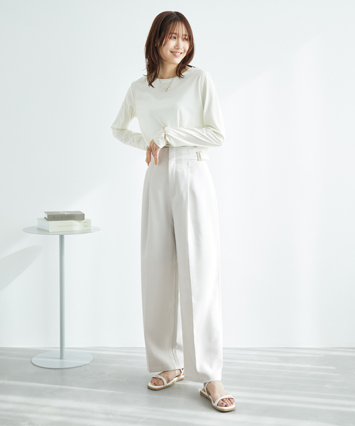 ROPE' PICNIC(ロペピクニック)の「【WEB限定】ブライトシリーズ/ハイウエストワイドパンツ/セットアップ対応(その他パンツ・レディース・ライトグレー/ネイビー/グレー系その他・36/38/40)」の16枚目の写真