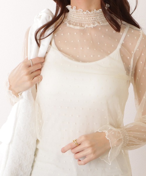 Lace Ladies(レースレディース)の「プチハイネック メロウ フリル 総レース プルオーバー(その他トップス・レディース・アイボリー/ホワイト・M/XL)」の1枚目の写真