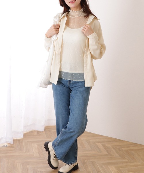 完売品　Dolce. VERYコラボ フーディーフリルベスト ネイビー セール】バイカラーラッフルスリーブワンピース(505162221