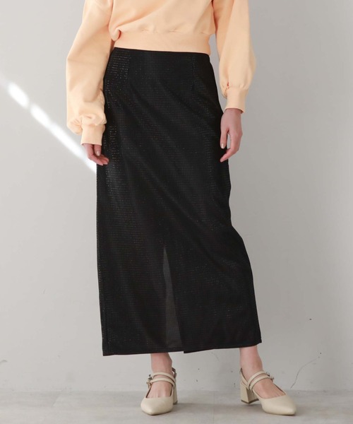 archives(アルシーヴ)の「ラメメッシュタイトスカート(スカート・レディース・ブラック/ゴールド/シルバーグレー・MEDIUM)」の2枚目の写真