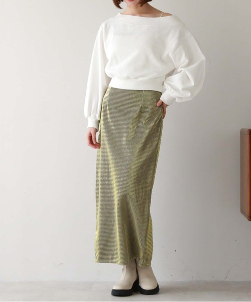 archives(アルシーヴ)の「ラメメッシュタイトスカート(スカート・レディース・ブラック/ゴールド/シルバーグレー・MEDIUM)」の15枚目の写真