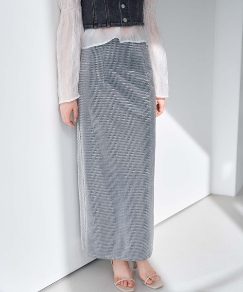 archives(アルシーヴ)の「ラメメッシュタイトスカート(スカート・レディース・ブラック/ゴールド/シルバーグレー・MEDIUM)」の9枚目の写真