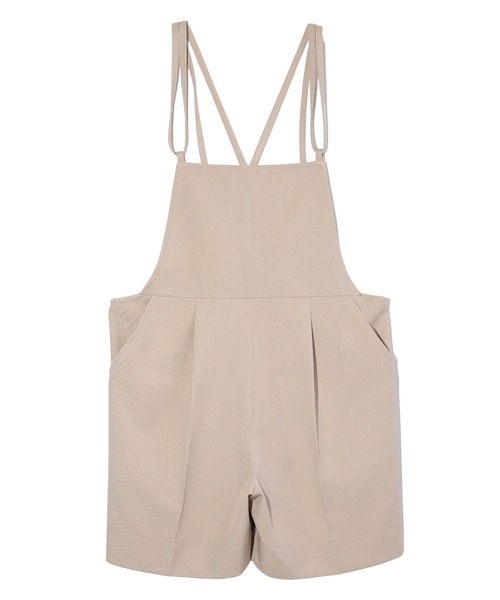 MILKFED.(ミルクフェド)の「DOUBLE STRAP SHORT OVERALLS(サロペット/オーバーオール・レディース・ベージュ/ブラック/グレー・ONE SIZE)」の1枚目の写真
