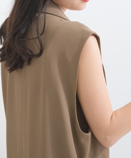 terrace(テラス)の「エステルスムース テーラードジャケットベスト(ベスト・レディース・カーキ/ブラック/ネイビー・MEDIUM)」の20枚目の写真