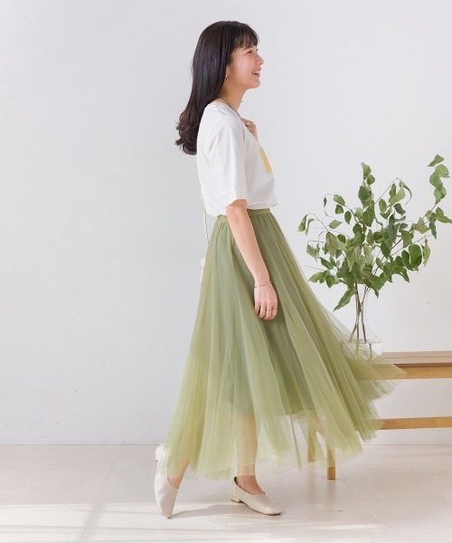 Bou Jeloud（ブージュルード）の「シアーレイヤードチュールスカート（スカート・レディース・カーキ/ブラック/グレー/ベージュ・FREE）」の9枚目の写真