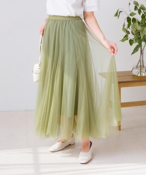 Bou Jeloud（ブージュルード）の「シアーレイヤードチュールスカート（スカート・レディース・カーキ/ブラック/グレー/ベージュ・FREE）」の10枚目の写真