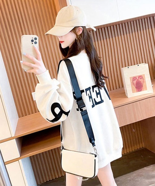 Miniministore(ミニミニストア)の「ロゴトレーナーレディースワッフルトップス(Tシャツ/カットソー・レディース・ライトグリーン/ブラック/ホワイト・FREE)」の6枚目の写真