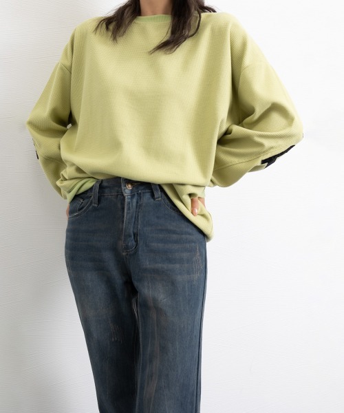 Miniministore(ミニミニストア)の「ロゴトレーナーレディースワッフルトップス(Tシャツ/カットソー・レディース・ライトグリーン/ブラック/ホワイト・FREE)」の15枚目の写真
