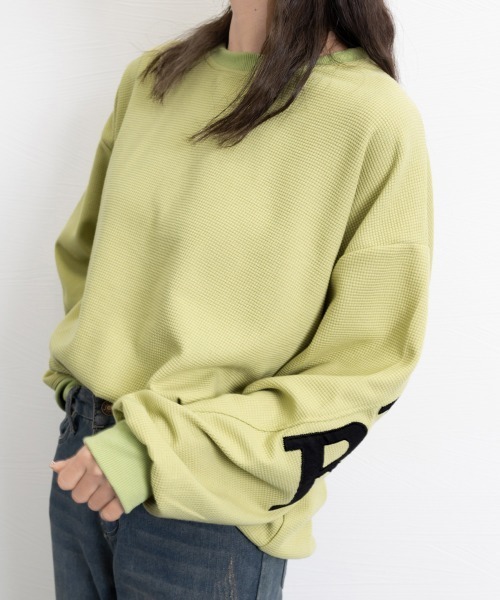 Miniministore(ミニミニストア)の「ロゴトレーナーレディースワッフルトップス(Tシャツ/カットソー・レディース・ライトグリーン/ブラック/ホワイト・FREE)」の16枚目の写真