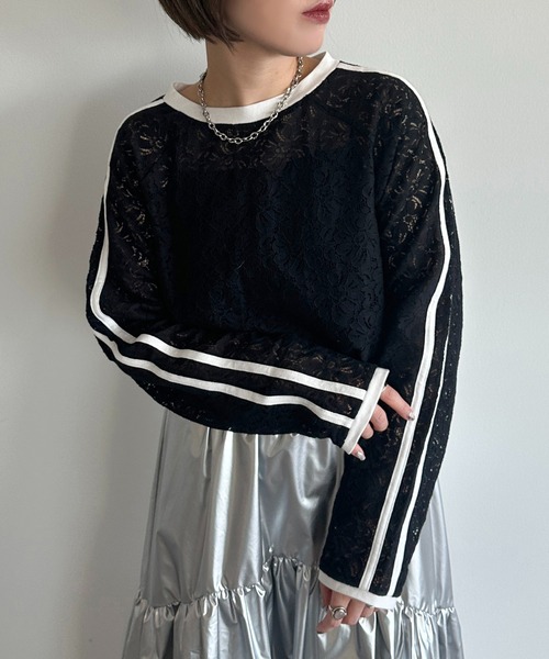 apres jour mignon(アプレジュールミニョン)の「レースライントップス【ZOZOTOWN限定アイテム】(Tシャツ/カットソー・レディース・オフホワイト/ホワイト系その他/ブラック・フリー/X-LARGE)」の15枚目の写真