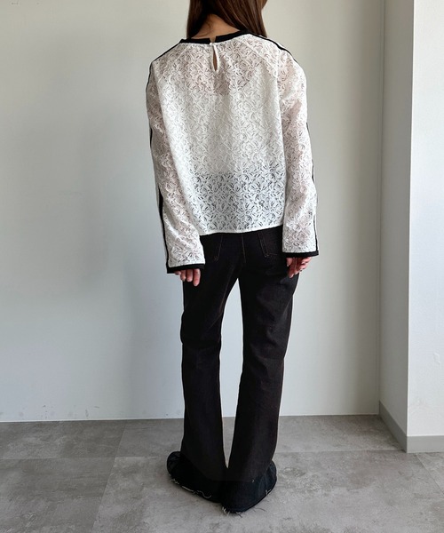 apres jour mignon(アプレジュールミニョン)の「レースライントップス【ZOZOTOWN限定アイテム】(Tシャツ/カットソー・レディース・オフホワイト/ホワイト系その他/ブラック・フリー/X-LARGE)」の4枚目の写真