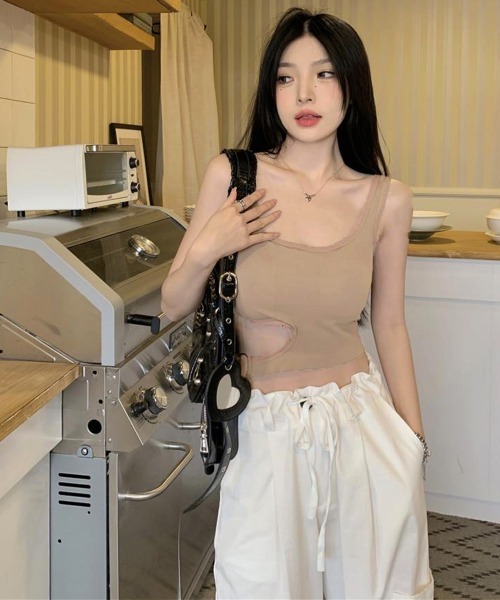 Miniministore(ミニミニストア)の「タンクトップレディース カップ付きタンク(タンクトップ・レディース・ブラック/ベージュ/ホワイト/グレー・FREE)」の9枚目の写真